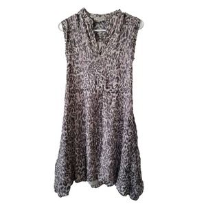 All Saints XS Clari Kara Dress Animal Print Asymmetric Draped Lined Leopard